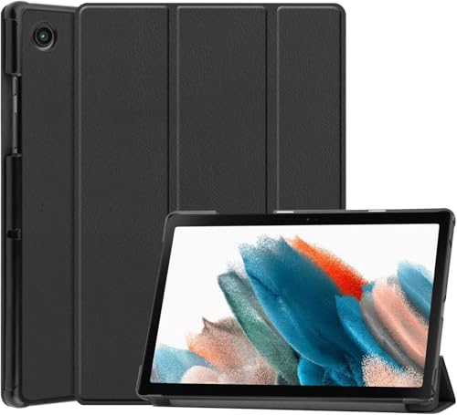 Galaxy Tab A8 10.5-inch Case Slim Protective Cover with Auto Sleep/Wake Hard PC Back Shell PU Leather Exterior Black