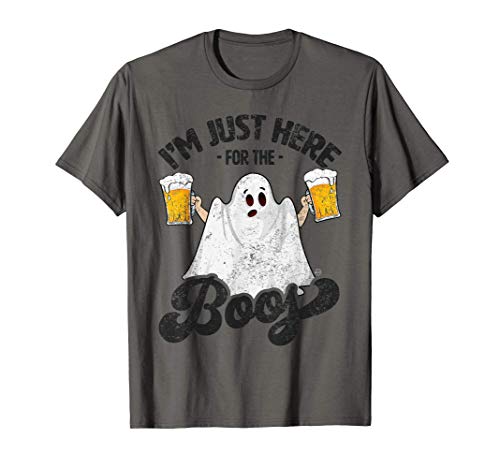 I'm Just Here For The Boos Funny Halloween Ghost w/ Beer T-Shirt