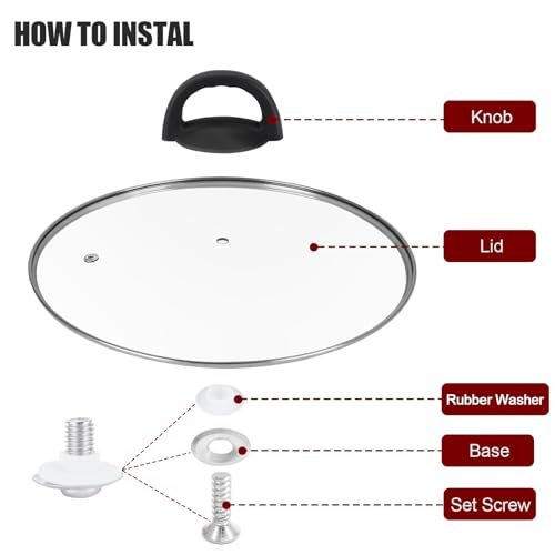 Tempered Glass Pan Lid, 8" Pot Lid with Heat Resistant Handle, Pan Cover for Frying Pan, Skillet, Cast Iron, Wok, Universal Cookware - Thumbnail 6