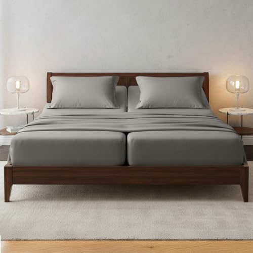 Image of Elegant Comfort Luxury 1500 Premium Hotel Quality Microfiber 5-Piece Sheet Set - Wrinkle Resistant, All Around Elastic Fitted Sheet, Deep Pocket up to 16 inch, Split King, Grey