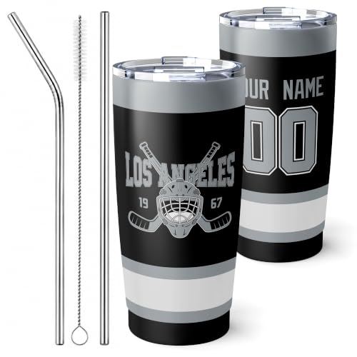 Image of ANTKING Los Angeles Tumbler 20oz Custom Name Number Travel Mug Gifts | Stainless Steel Insulated Coffee Cup for Men Women
