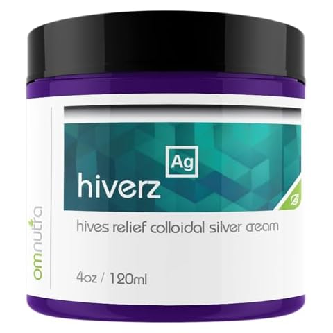 OmNutra Hiverz Hives Relief Cream - 4OZ Anti Itch Cream Extra Strength Colloidal Silver Hives Treatment Cream for Itchy Skin Relief Antihistamine Hydrocortisone Free Itch Relief for Humans Urticaria Cover