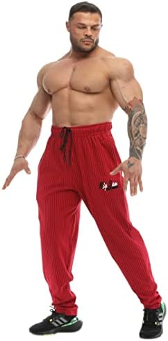 BIG SAM SPORTSWEAR COMPANY Cepli Erkek Eşofman Altı, Erkek Vücut Geliştirme Egzersiz Rahat Tasarım Bol Kas Pantolonu, Bordo, L - Görsel 7