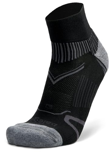 Balega Enduro Arch Support Performance Quarter Athletic Running Socks, Moisture-Wicking, Breathable, Cushioned Fit, Ideal for Runners, Perfect for Sports and Daily Wear - Black, Large (UK Size 9-11)