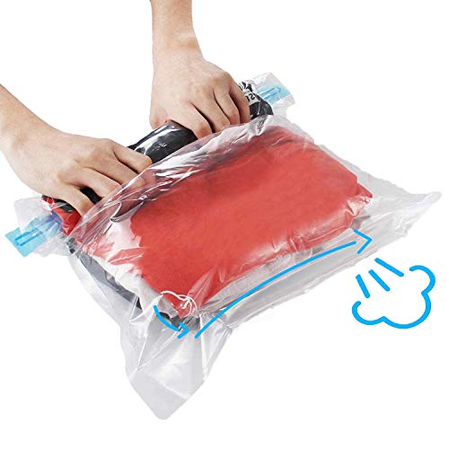 10Pack Travel Space Saver Bags (4 x S, 3 x L, 3 xL), Reusable KFYM Vacuum Travel Storage Bag, Saves 75% of Storage Space, Roll-Up Compression, No Need For Vacuum Machine Or Pump by KFYM - Used condition - US$10.37