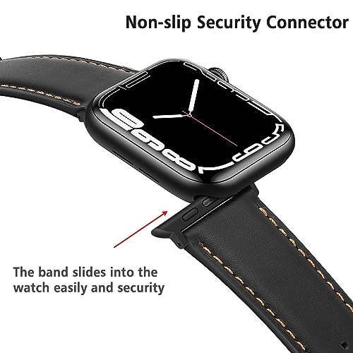 HITZEE Leather Straps Compatible with Apple Watch Strap 42mm 41mm 40mm 38mm for Women Men Genuine Leather Band Compatible with Apple Watch Ultra SE2 SE Series 10 9 8 7 6 5 4 3 2 1 - Image 4
