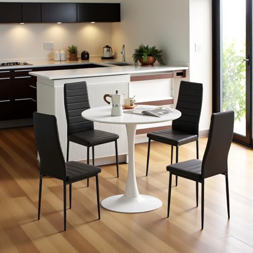 Lot 4 chaises salle à manger noires en simili cuir GOKHOMX