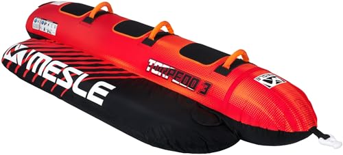 Mesle Bananen Boot Aufblasbar Torpedo 2-4 Personen, Towable Funtube Banana Boat für Kinder & Erwachsene, Wasser Tube Motorboot, Wasserreifen zum ziehen, incl. Reparaturset