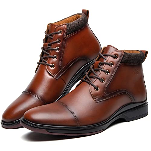 Okko Men's Oxford Dress Boots Fashion Design Brown Leather Ankle Boot For Men Formal Business Work Shoe Size 7 #TOP6