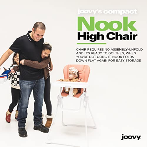 Joovy Nook High Chair Featuring Four-Position Adjustable Swing Open Tray, And Removable, Dishwasher-Safe Tray Insert For Easy Cleaning - Folds Down Flat For Easy Storage (Coral) #TOP5