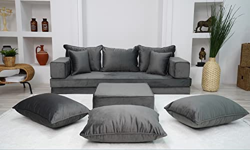 20,3 cm dicke Doppelcouch mit Samtboden, dunkelgraues Schnittsofa,...