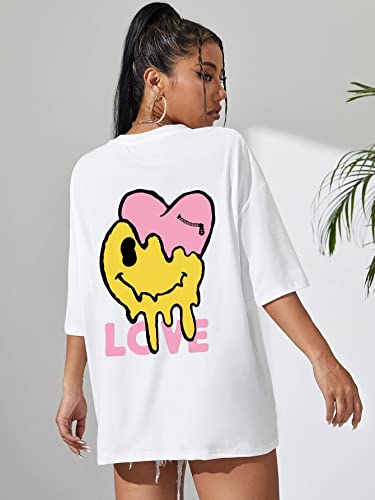 Image of DENIMHOLIC Cotton Half Sleeve Printed Oversized t Shirts for Women, Loose t Shirts for Women, Baggy t Shirt for Women, Graphic Tshirt for Women Oversize,
