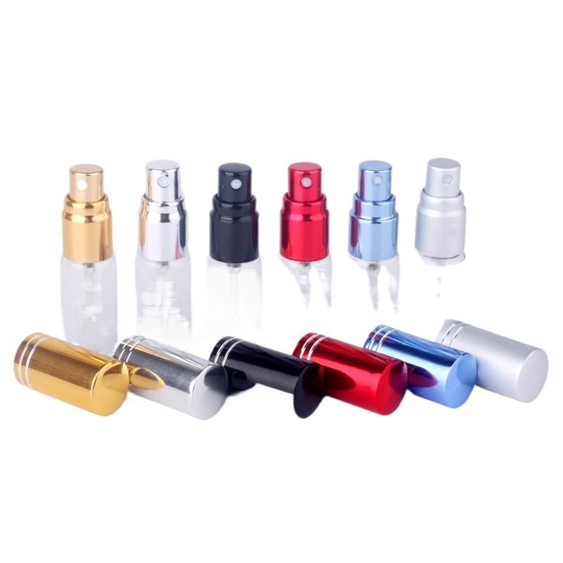 100 sztuk/partia 5 ml przenośny pusty futerał na kosmetyki podróżna butelka z rozpylaczem perfumy na prezent próbka mini butelka perfumy pojemniki do makijażu (srebrna)