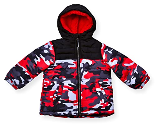 Image of Arctic Quest Boys' Bib Snow Pants and Ski Jacket Water-Resistant Snowsuit For Kids Winter Hooded Jacket, Red Camo, 7