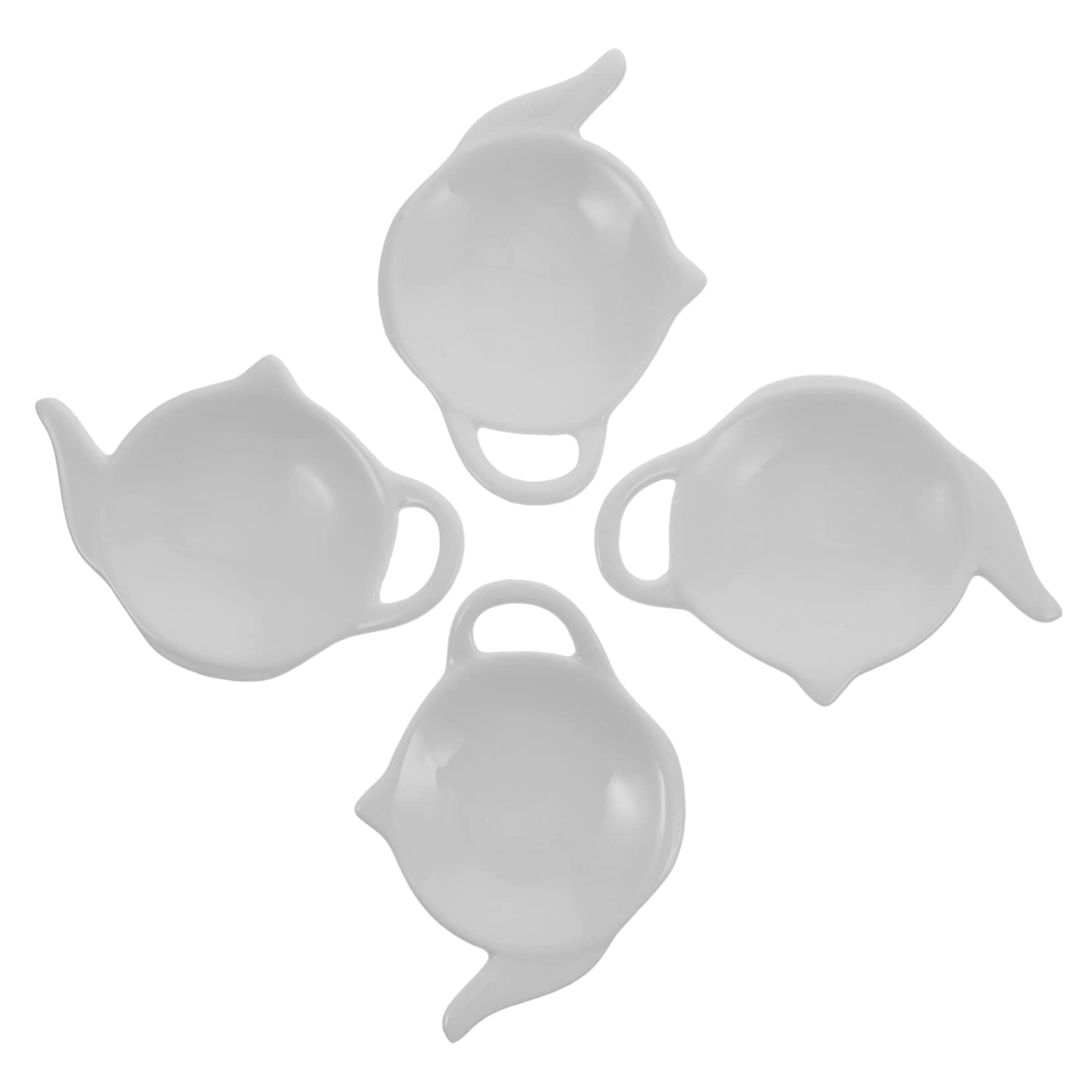 HEALLILY 4pcs Teapot Shaped Tea Bag Holder Dipping Plate for Sauce and Snacks - Organizer Elegant Tea Accessory for Home Use