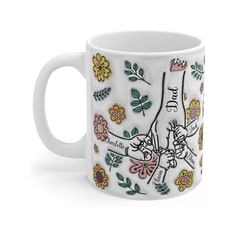 TerraSure You Hold Our Hands Mug 11oz, 15oz, Also Our Hearts Mug, Personalized Custom 3D Inflated Effect Printed Mug, Gift For Dad/Grandpa, Custom Add Names Cover