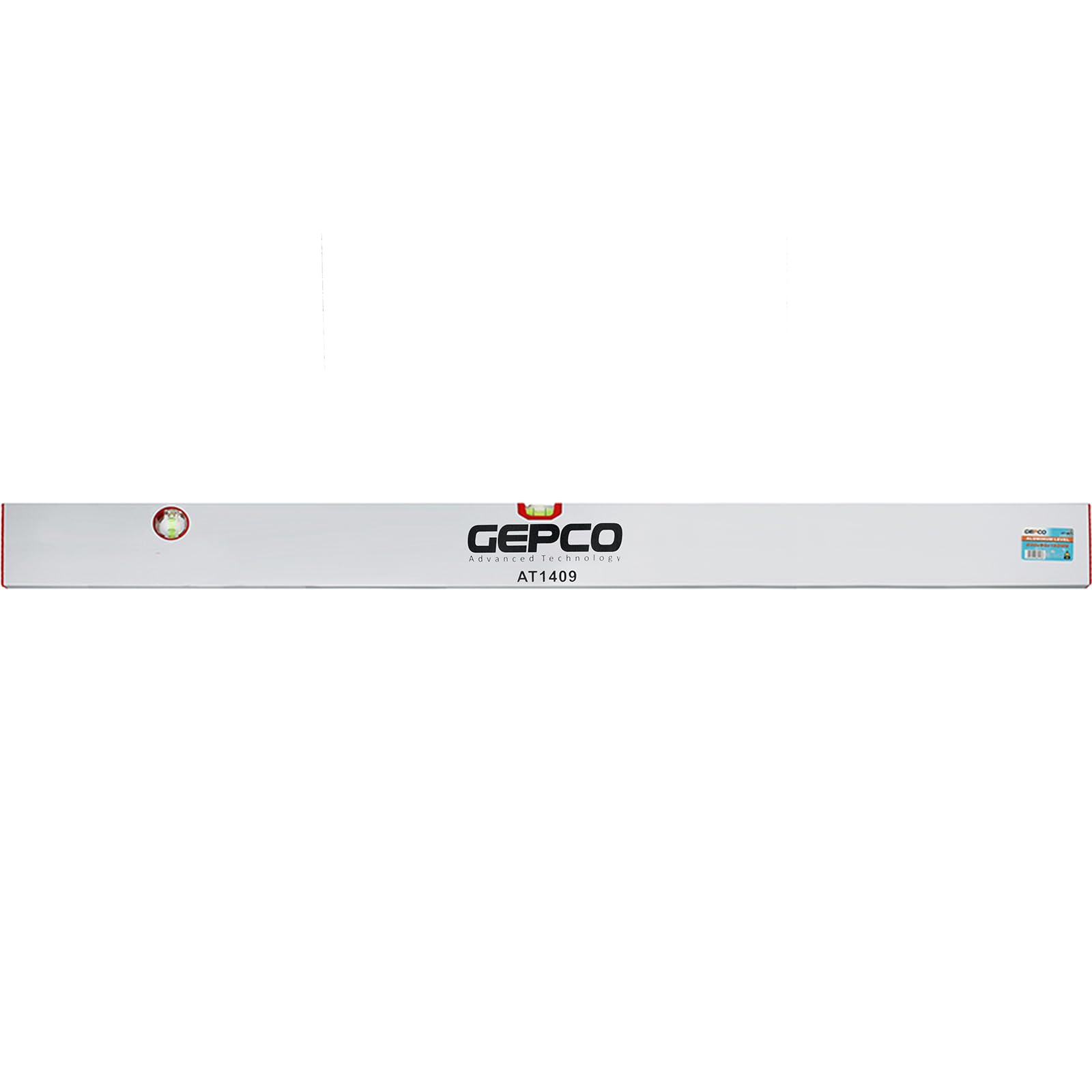 GEPCO - Latte de nivellement en aluminium - 60-200 cm - 2 fioles - Niveau à bulle 120 cm