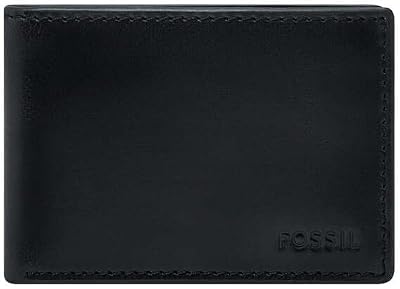 Fossil Derrick, Accesorio de Viaje-Billetera Plegable Hombres, Negro, Small