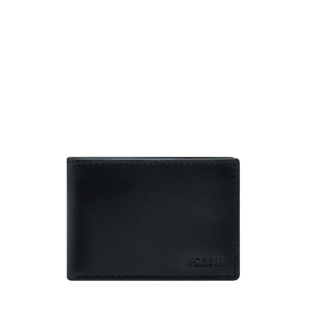 Fossil Men's Derrick Black Leather Front Pocket Wallet, ML4702001
