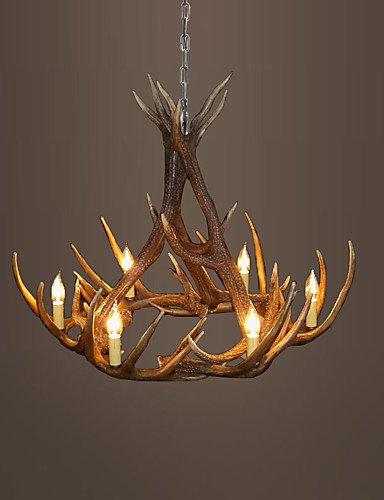Illuminazione jiaily vintage lampadario di corna di illuminazione attrezzatura industriale Paese 6-luci adatta per soggiorno sala da pranzo Facile installazione, 220-240V
