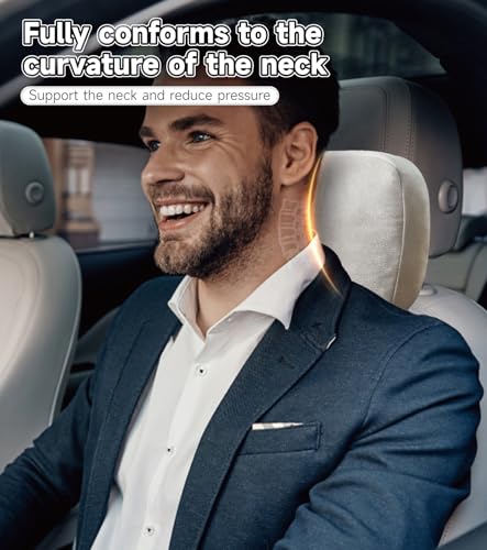 Image of 2Pcs Car Neck Pillow, Super Soft Du-Pont Bio cotton Neck Pillow for Driving, Suede Fabric Car Headrest Pillow, Make Your Driving More Comfortable, Suitable for Driving, Traveling (Volcanic gray)
