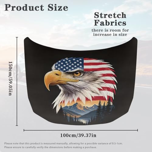 Image of Car Hood Cover Protector Elastic Polyester Bald Eagle Themes Car Hood Wrap Blankets Auto Outdoor Patriotic Decorations Waterproof Auto Accessories for SUV Sedans Trucks Pickup