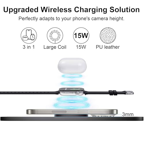 15W Wireless Charging Mouse Pad with Wrist Support, Fast Qi Wireless Charger Mouse Mat for iPhone 16/15/14/13/12/12 Pro/11/11Pro/XR/Xs/X, Samsung Galaxy S10/S9/S8 Plus Note 9/8 Multiple Devices - Image 4