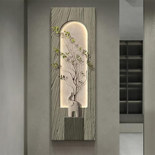 LED 3D Wall Art with Sandstone Painting, Decorative Vase &