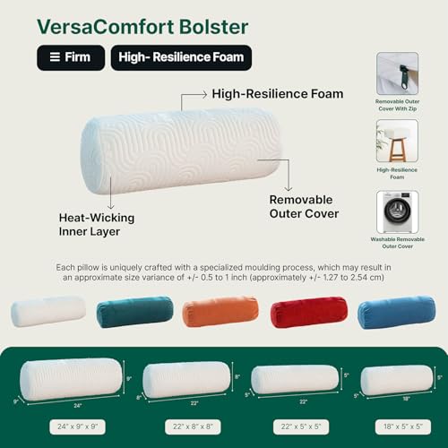 Image of The White Willow Hard Foam Bolster Pillow- Side Sleeper Cushion- Round Pillow for Diwan, Bed & Sofa- Decorative Round Cushion- Between Legs Pillows- Back & Neck Support Bolster- Firm, X-Small