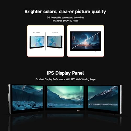 Image of KLAYERS LUCKFOX DSI Display for Pi 5 /4B /CM4 /CM3 Support 3D Printing, Capacitive Touch 800x480, Toughened Glass LCD Panel for Raspberry Pi 5