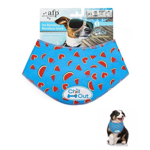 ALL FOR PAWS Cooling Bandana for Dogs Dog Cooling Neck Wrap Ice Dog Bandanas for Small Dogs Cooling Scarf for Dogs Blue Neck Cooler for Dogs(S Neck Girth 11.8-14.4)