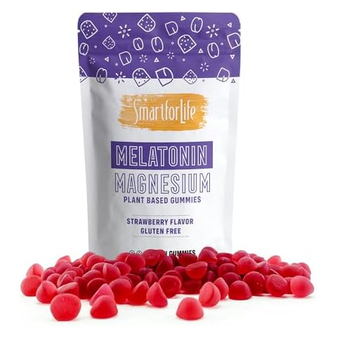 SMART FOR LIFE Melatonin Gummies 5mg W/Magnesium - 60 Count - Plant Based Vegan Melatonin Gummies - Strawberry Flavor Sleep Gummies - Heart & Bone Health Dietary Supplement - Adult Melatonin Gummies Cover