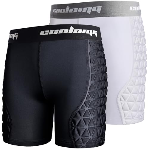 COOLOMG 2-Pack Girls Youth Softball Sliding Shorts Padded Compression Underwear Shorts Baseball Sliders Shorts