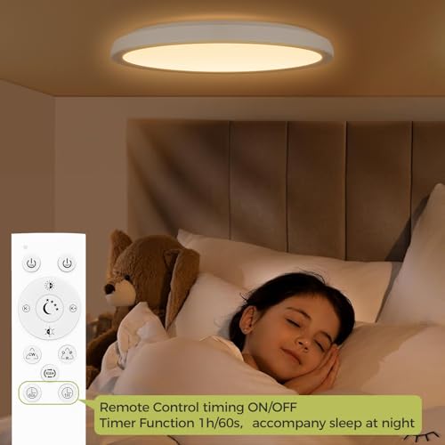 hepside Plafonnier LED Dimmable Couleur avec Télécommande, 24W RGB Change Plafond, 3000K-6500K Rond Plafonniers, 2400LM Ceiling Plafonnier pour Bathroom Bedroom Salon Cuisine, Ø30cm – vue 4