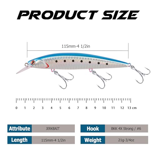 LITTMA Patrol 115s Saltwater Sinking Minnow Jerkbait Fishing Plug - image 5