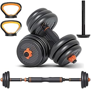Wind Greeting 6 in 1 Dumbbell &Kettlebell & Barbell Set,25kg Adjustable Dumbells Weights Set, Four Fitness Modes Perfect for Home Gym Exercise and Strength Training