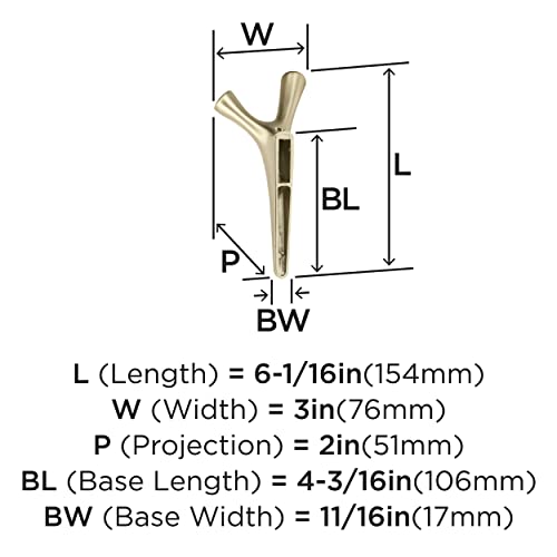 Amerock HBX37017BBZ | Kodiak Double Prong Decorative Wall Hook | Golden Champagne Hook for Coats, Hats, Backpacks, Bags | Hooks for Bathroom, Bedroom, Closet, Entryway, Laundry Room, Office by Amerock - Image 2