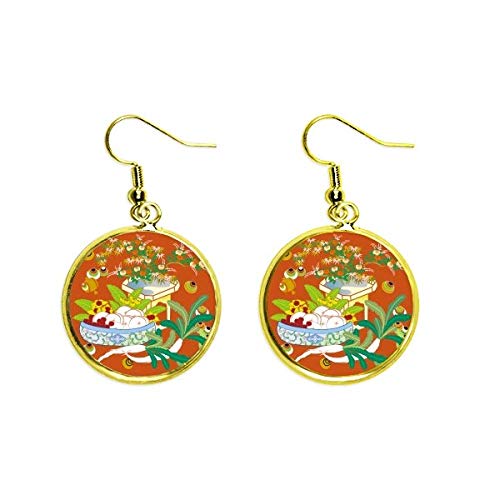 Pendientes de hoja dorada y esmalte de colores para cenas especiales