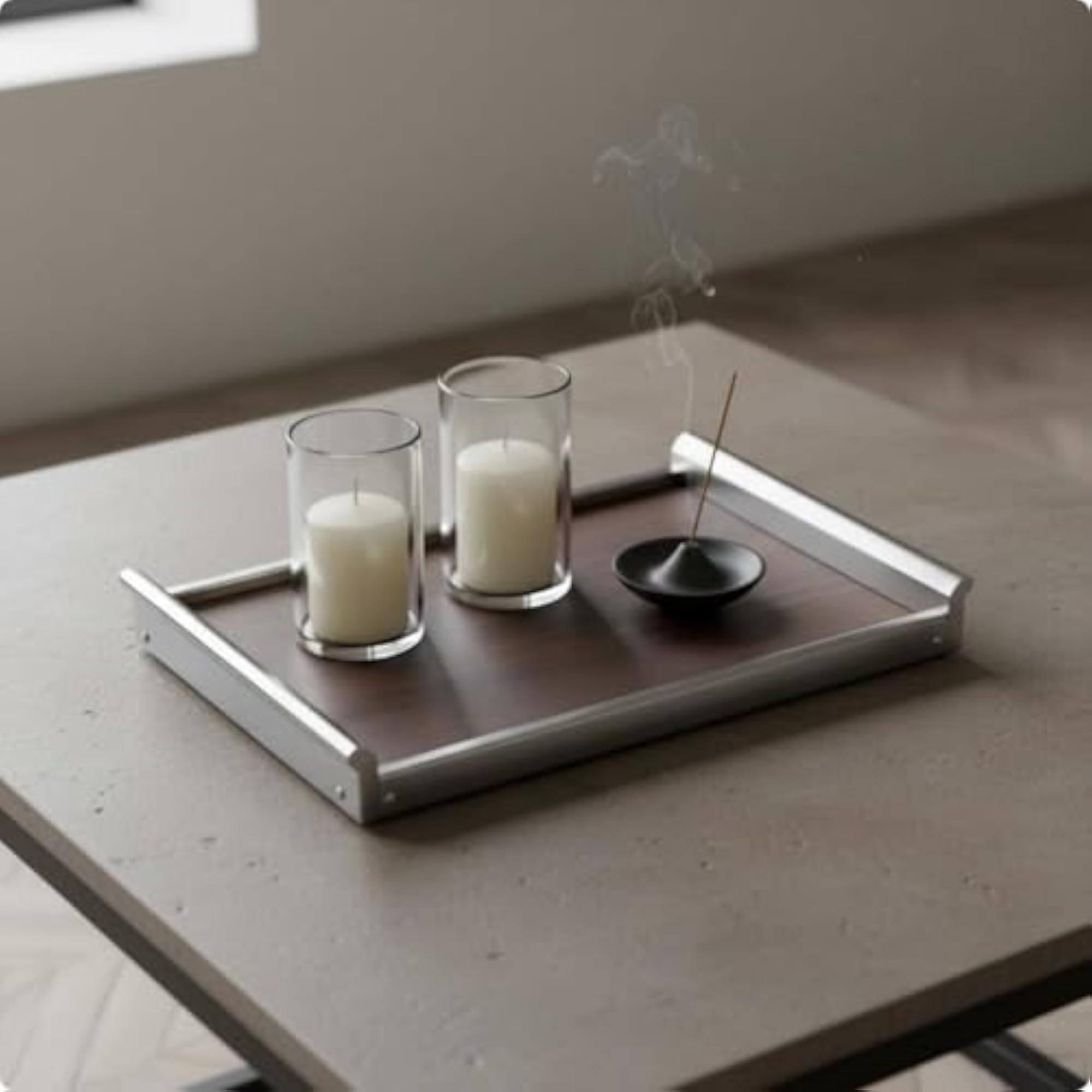 Modern Stainless Steel Wood Tray for Multi-Purpose Use