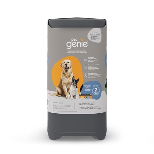 Pet Genie Pail | Dog Waste Disposal System for Outdoor and Indoor Odour Control | Dog Poop Trash can | Includes 1 Square Refill Bag That Lasts up to 2 Months