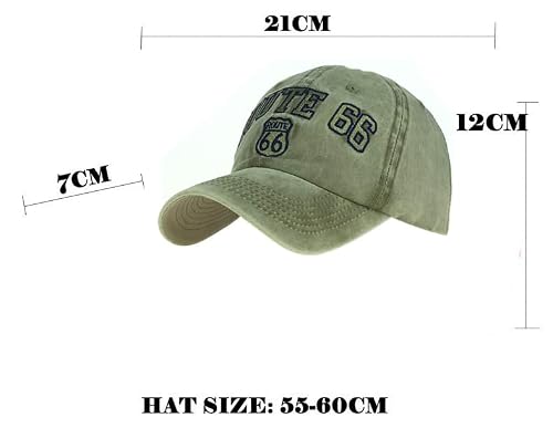 Us Route 66 Vintage 100 Percent Cotton Cap Hat-Breathable Ball Cap Baseball Cap Adjustable Size For Men And Women (Khaki) #TOP2