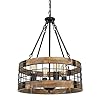 Farmhouserusticchandelierlightfixture4lightroundhangingpendantlightingfordiningroomentrywaykitchenislandfoyerbreakfastareablackwoodandblackmetalfinish  Urban Country Home Decor Farmhouse rustic chandelier light fixture 4 light round hanging pendant lighting for dining room entryway kitchen island foyer breakfast area black wood and black metal finish  urban country home decor