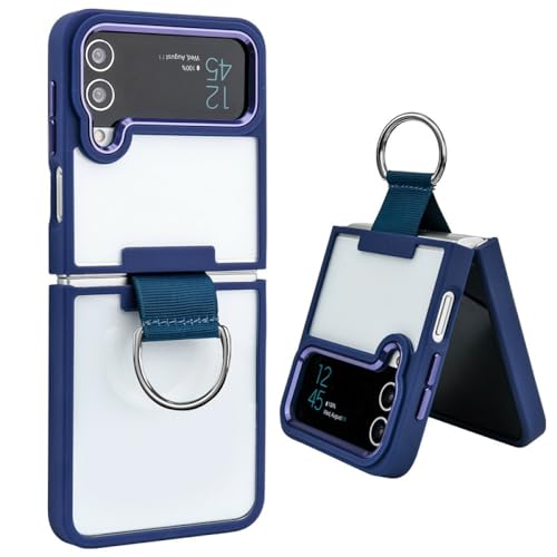 Coque antichoc Galaxy Z Flip4 pour éviter les chutes avec anneau bleu marine