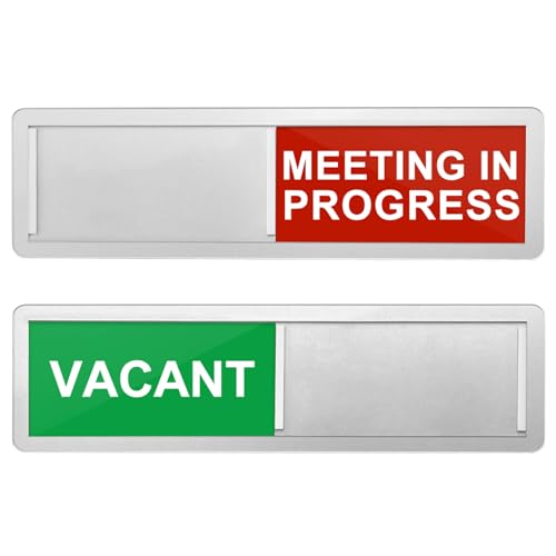 BUZIFU English Privacy Sign Vacant/Meeting In Progress Sliding Sign Vacant Occupied Sign In a Meeting Door Sign Slider Door sign Tells Whether Room Vacant or Occupied for Home Office Restroom