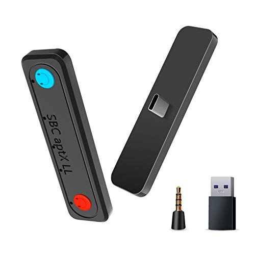USB C Bluetooth 5.0 Audio Transmitter Adapter for Nintendo Switch & Lite, TV Dock, PS4,PC,Support in-Game Voice and Dual APTX Low Lantency Compatible with Airpods and All Bluetooth Headphones USB C Bluetooth 5.0 Audio Transmitter Adapter for Nintendo Switch & Lite, TV Dock, PS4,PC,Support in-Game Voice and Dual APTX Low Lantency Compatible with Airpods and All Bluetooth Headphones