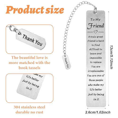 Best Friend Bookmarks for Women Metal Book Marker for Reading Book Lovers Club Gifts Best Friend Birthday Long Distance Friendship Gift for Women Besties BFF Female Reader Going Leaving - Thumbnail 4