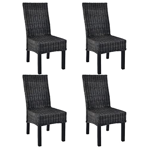 vidaXL 4X Chaise de Salle à Manger Rotin Kubu Bois de Manguier Cuisine Dîner