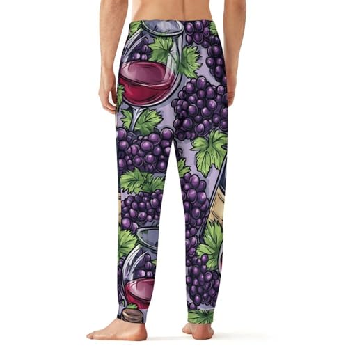 Wine Glasses Grape Bottles Men's Pajama Bottoms Sleep Lounge Soft Comfy Pants Sleepwear3