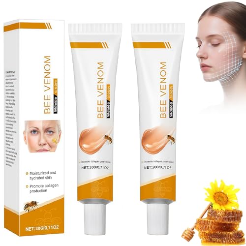2Pcs Crema Antiarrugas con Veneno de Abeja 20g,Bee Venom,Crema Antiarrugas de Veneno de Abeja,Hidratante Reparadora para Todo Tipo de Piel, Cuidado Intensivo