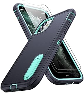 AOUIA for iPhone 11 Case [2x Tempered Glass Screen Protector], [Heavy Duty Shockproof] Anti-Scratch iPhone 11 Phone Cases, Protective Cases with Kickstand for iPhone 11 6.1, Light Cycan